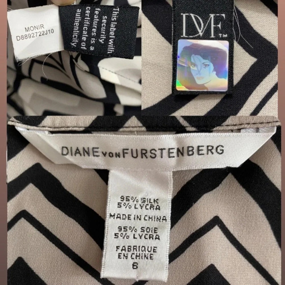 DIANE von FURSTENBERG Silk Chevron Shirt dress 6 - Picture 6 of 10